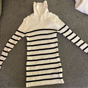 Zeagoo Black and White Striped Long Sleeve